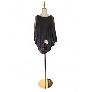 Anama Night Shirt Womens M Gray Sheer Sleeve Drape Hem Boho Whimsigoth Lagenlook